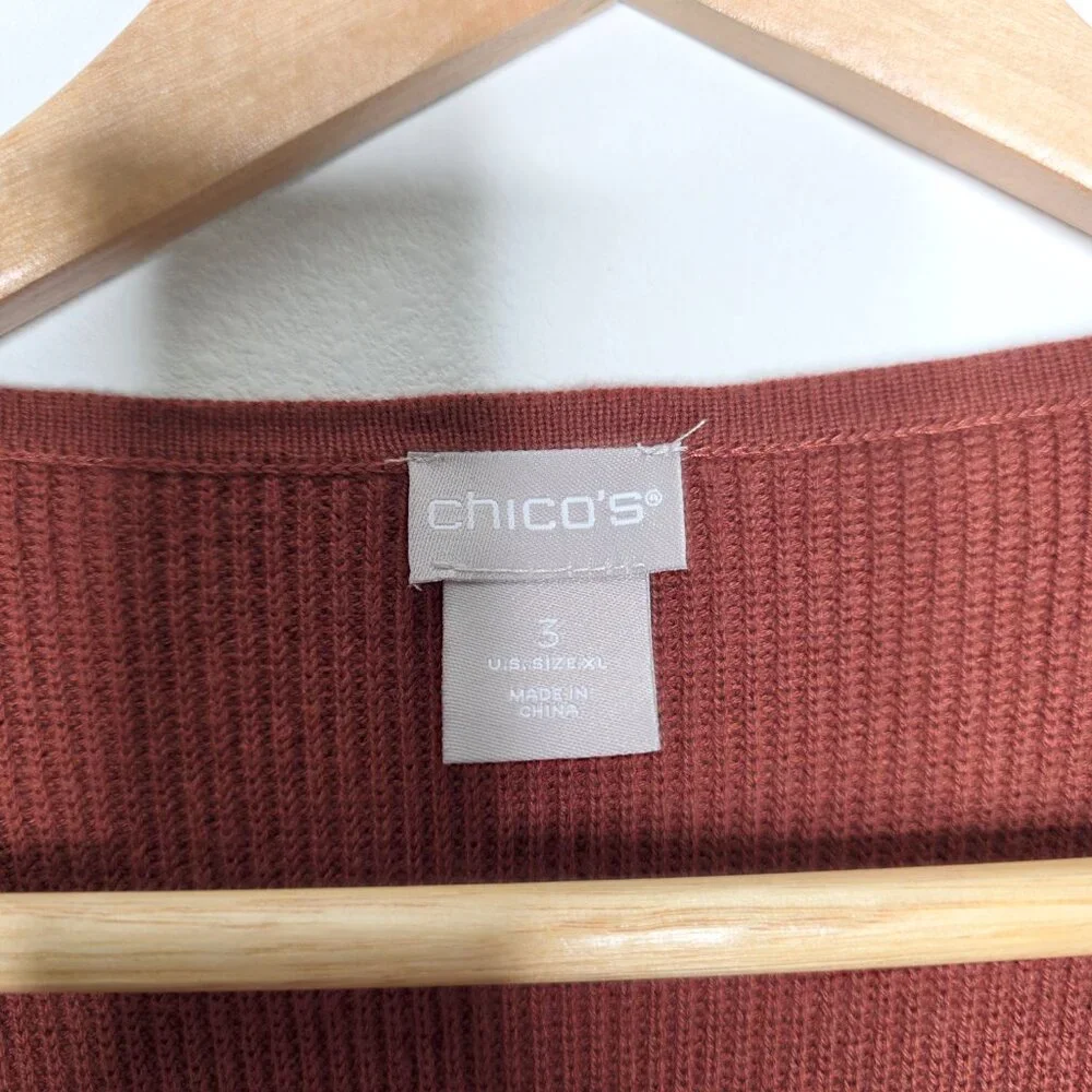Chico's Soft Cotton & Rayon Blend Knit Top Size 3 Size XL Quiet Luxury Lagenlook
